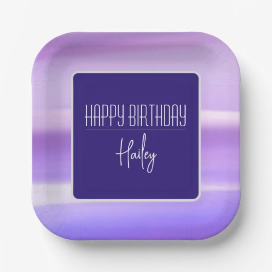 "Happy Birthday" Paars Bord  papier (Voorkant)