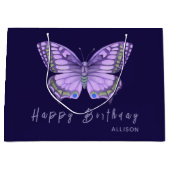 Happy Birthday Paars Butterfly Large Gift Bag Groot Cadeauzakje (Voorkant)