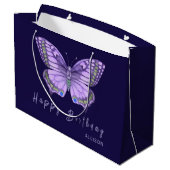 Happy Birthday Paars Butterfly Large Gift Bag Groot Cadeauzakje (Achterkant Gekanteld)