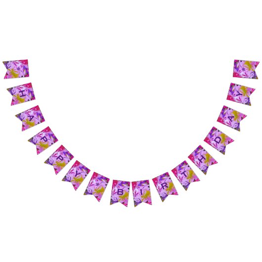  Happy Birthday Paars en Abstract Vlaggetjes (Alle)