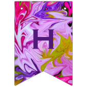  Happy Birthday Paars en Abstract Vlaggetjes (Tweede vlag)