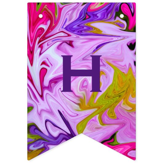  Happy Birthday Paars en Abstract Vlaggetjes (Tweede vlag)