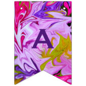  Happy Birthday Paars en Abstract Vlaggetjes (Derde vlag)