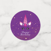 Happy Birthday Paars en roze Magical Unicorn Confetti (Kleine voorkant)