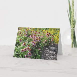 Happy Birthday  Paars en YellowFlowers Kaart
