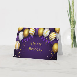Happy Birthday - Paars/Gold personaliseren Bedankkaart