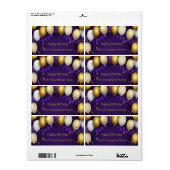 Happy Birthday - Paars/Gold personaliseren Etiket (Full Sheet)