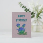 Happy Birthday Paars & Green Cactus Wenskaart (Staand voorkant)