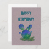 Happy Birthday Paars & Green Cactus Wenskaart (Voorkant / Achterkant)