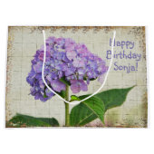 Happy Birthday Paars Hydrangea Groot Cadeauzakje (Voorkant)