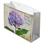 Happy Birthday Paars Hydrangea Groot Cadeauzakje (Achterkant Gekanteld)