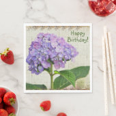 Happy Birthday Paars Hydrangea Servet (Insitu)
