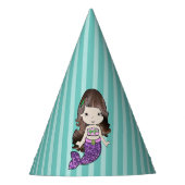 Happy Birthday Paars Mermaid Birthday Pet Feesthoedjes (Voorkant)