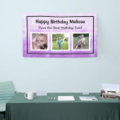 Happy Birthday Paars Persoonlijke foto Spandoek (Beurs)