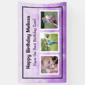 Happy Birthday Paars Persoonlijke foto Spandoek (Verticaal)