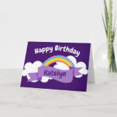 Happy Birthday Paars Rainbow Cute Custom Kaart (Voorkant)