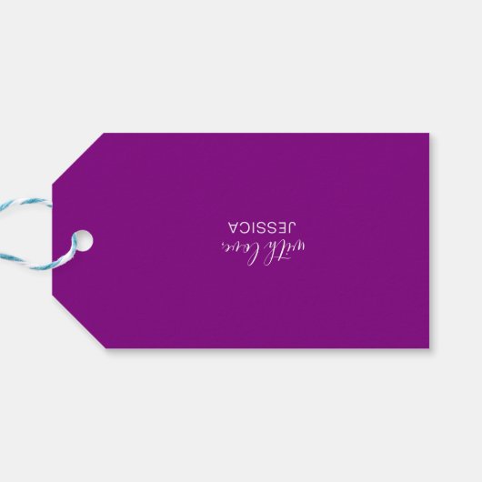 Happy Birthday Paars White Modern Cadeaulabel (Achterkant Horizontaal)