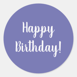 Happy Birthday Paars White Typografie Ronde Sticker