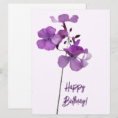 Happy Birthday  paarse bloemenbloem Feestdagenkaart (Voorkant / Achterkant)