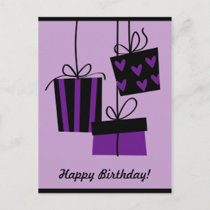 Happy Birthday - paarse Briefkaart