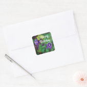 Happy Birthday Paarse Columbine Flowers Stickers (Envelop)