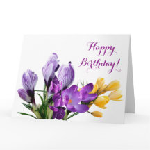 Happy Birthday  paarse gele krokus bloemen