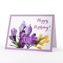 Happy Birthday  paarse gele krokus bloemen