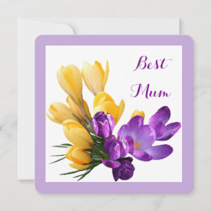 Happy Birthday  paarse gele krokus bloemen Kaart