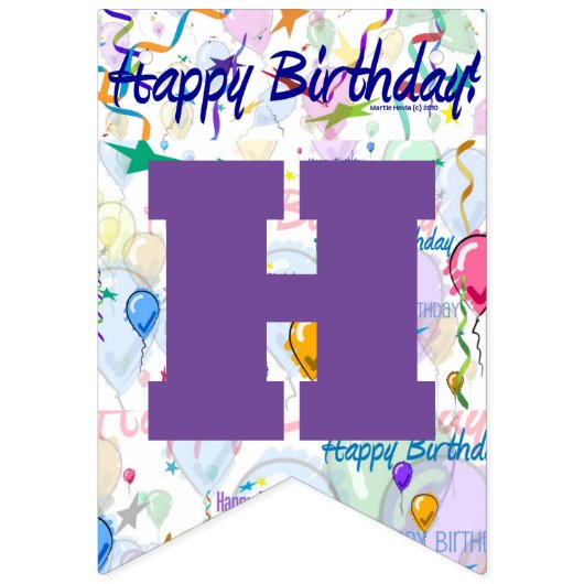 Happy Birthday Paarse/gepersonaliseerde Bunting Fl Vlaggetjes (Tweede vlag)