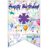 Happy Birthday Paarse/gepersonaliseerde Bunting Fl Vlaggetjes (Eerste vlag)