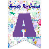 Happy Birthday Paarse/gepersonaliseerde Bunting Fl Vlaggetjes (Derde vlag)