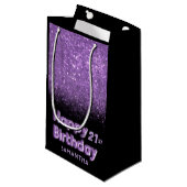 Happy Birthday Paarse Glitter schittering Klein Cadeauzakje (Voorkant Gekanteld)