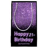 Happy Birthday Paarse Glitter schittering Klein Cadeauzakje (Voorkant)