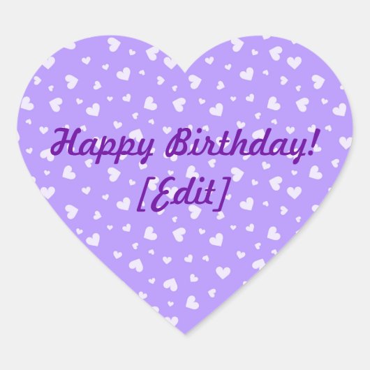 Happy Birthday - Paarse harten patroon Stickers (Voorkant)