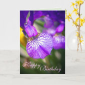 Happy Birthday (Paarse Iris Kaart) - aanpasbaar Kaart (Gele Bloem)