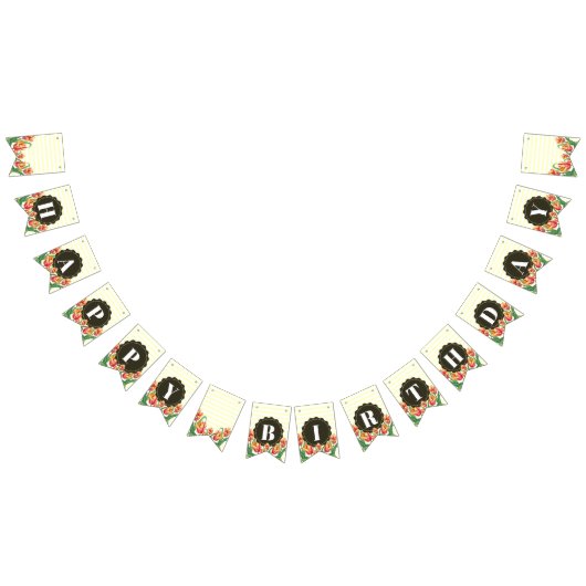 Happy Birthday Paarse Iris Zwart Wit Polka Dots Vlaggetjes (Alle)