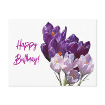 Happy Birthday  paarse kleur bloemenkrokus