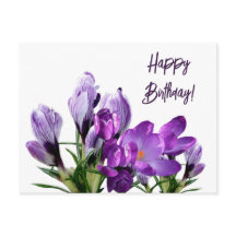 Happy Birthday  paarse krokusbloemen bloemenpracht