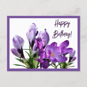 Happy Birthday paarse krokussen bloemen boho schat Briefkaart