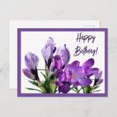 Happy Birthday paarse krokussen bloemen boho schat Briefkaart (Voorkant / Achterkant)