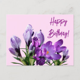 Happy Birthday paarse krokussen bloemen boho schat Briefkaart