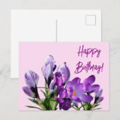 Happy Birthday paarse krokussen bloemen boho schat Briefkaart (Voorkant / Achterkant)