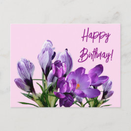 Happy Birthday paarse krokussen bloemen boho schat Briefkaart