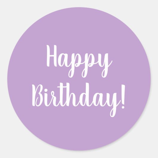 Happy Birthday Paarse Lila Typografie Ronde Sticker (Voorkant)