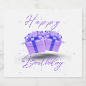 Happy Birthday  Paarse Mousserende Wijn Label Sparkling Wijnetiket (Enkel label)
