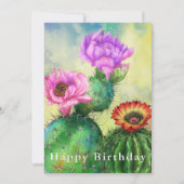Happy Birthday - Paarse roze rode cactus bloemen (Voorkant)