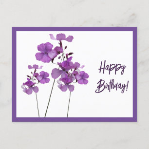 Happy Birthday paarse Schotse wilde bloemen boho Briefkaart