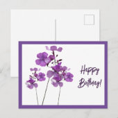 Happy Birthday paarse Schotse wilde bloemen boho Briefkaart (Voorkant / Achterkant)