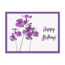 Happy Birthday paarse Schotse wilde bloemen boho