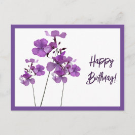 Happy Birthday paarse Schotse wilde bloemen boho Briefkaart